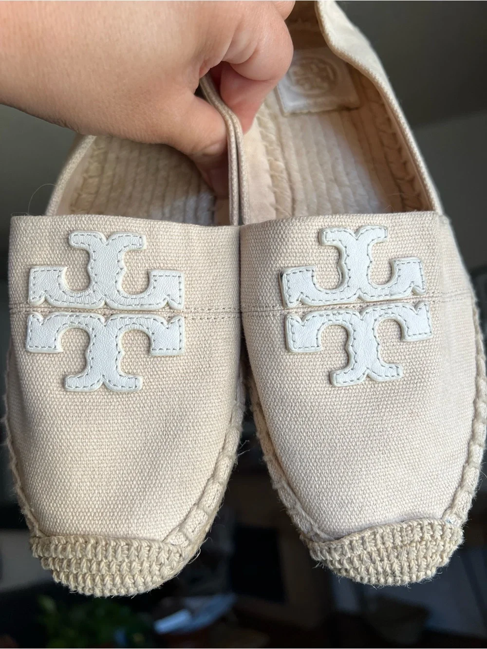Tory Burch Weston Natural Logo Espadrille Flats Size 6